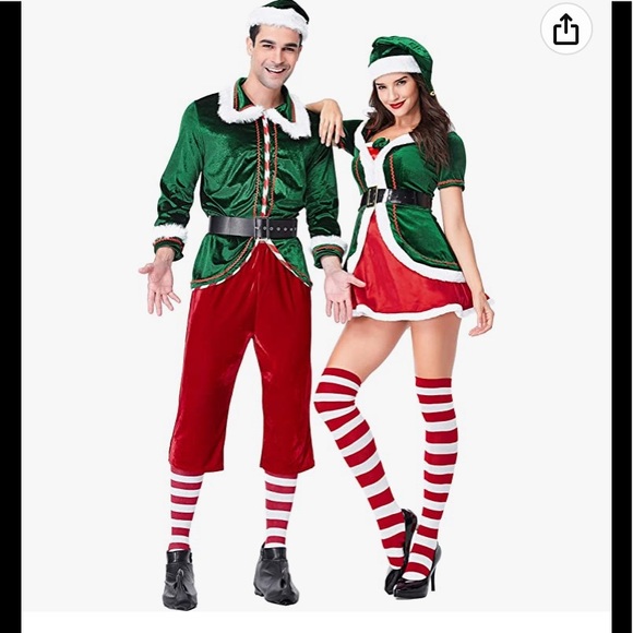 olsun Elf Costume for Men, 6 Pieces Men's Deluxe Santa's Christmas Helper - Picture 4 of 5